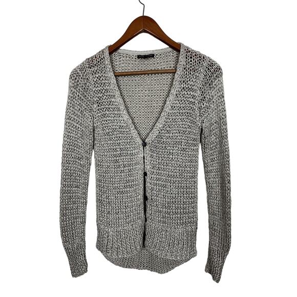 Eileen Fisher Women's XS Beige Open Knit Long Sleeve Silk Trim Cardigan Sweater - Picture 1 of 7